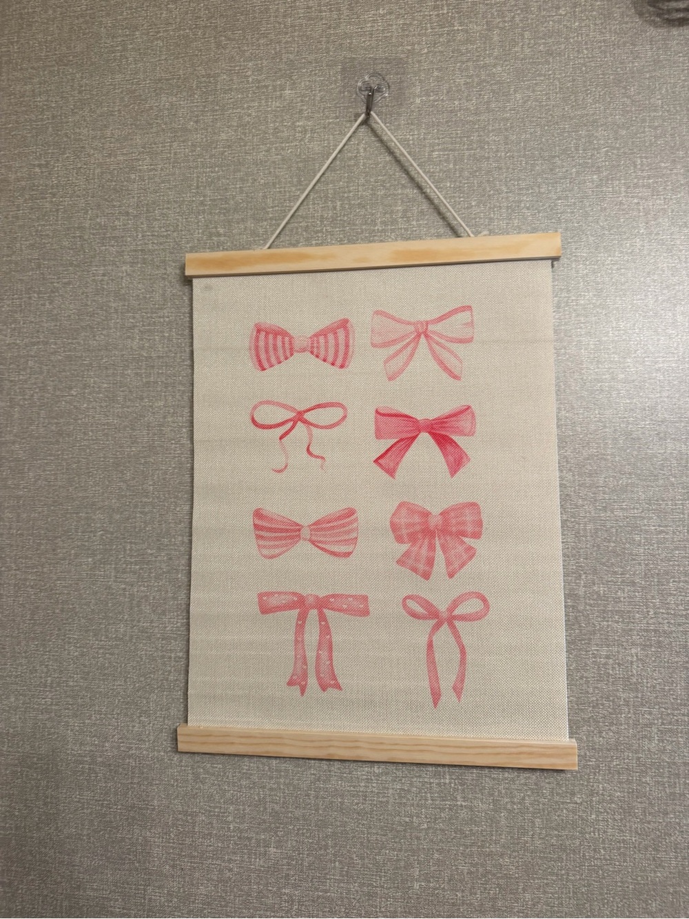 Pink Bow Canvas Wall Hanging - Decorative Home Wall Art